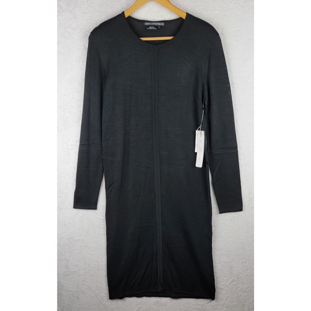 Nina Patrick M 100% Silk Sweater Dress Midi Pullover Long Sleeve Elegant Career